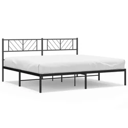 Vidaxl Kovinski posteljni okvir z vzglavjem črn 200x200 cm