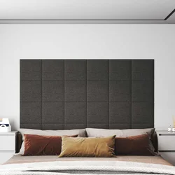 vidaXL Stenska glavna postelja 12 pcs Temno siva 30 x 30 cm blago
