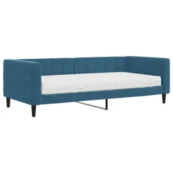 Vidaxl Dnevna postelja z vzmetnico modra 90x200 cm žamet