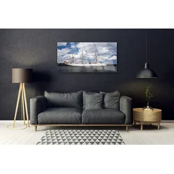 tulup.si Steklena slika Boat vode landscape 120x60 cm 2 obešalnika