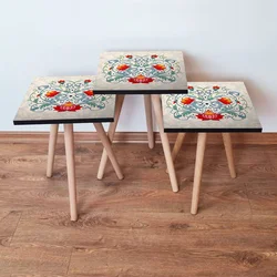 Hanah Home Set klub stočića 3Shp47, 3 komada, Šarena