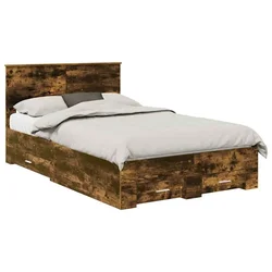 Vidaxl Konstrukcija postelje z vzglavjem Dimljeni oreh 135 x 190 cm