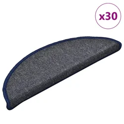 Prostirke za stepenice 30 kom 56x17x3 cm tamno sive i plave poluokrugle