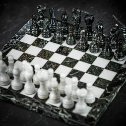 Šah Set Marble Black & White 30 x 30 cm