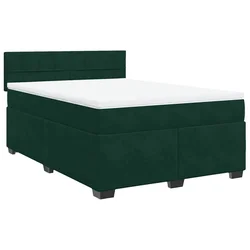 Vidaxl Box spring postelja z vzmetnico temno zelen 140x190 cm žamet