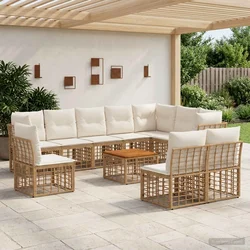 Set vanjskih sofa 11 pcs Prirodna i krema bijela Poliester