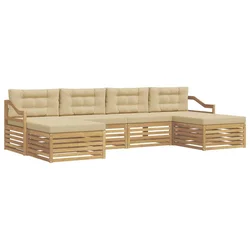 Set vanjskih sofa 6 pcs Bijela i bež 325 x 162,5 x 73 cm