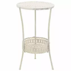 Stolić za bistro u starinskom stilu okrugli metalni 40 x 70 cm bijeli