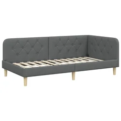 Vidaxl Kotna postelja Temno siva 90 x 200 cm blago