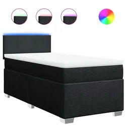 Vidaxl Box spring postelja z vzmetnico črn 90x190 cm blago