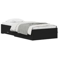 Vidaxl Konstrukcija postelje s predalom Črna Orehovina 90 x 200 cm