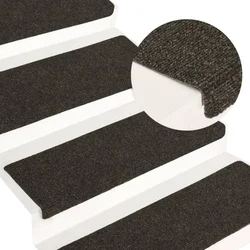 Prostirke za stepenice samoljepljive 15 kom 65x21x4 cm antracit pravokutni rub