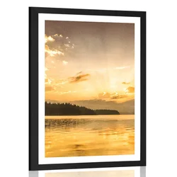 Plakat s paspartujem odsev gorskega jezera - 60x90 silver