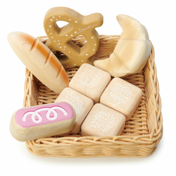 Drvena košarica s pekarskim proizvodima Bread Basket Tender Leaf Toys kruh i pecivo