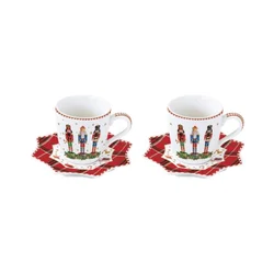 Set of 2 100 ml coffee cups with saucers, VINTAGE NUTCRACKER, porcel