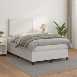 vidaXL Box spring postelja z vzmetnico bel 120x200 cm umetno usnje