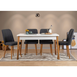 HANAH HOME Trpezarijski sto i stolice Costa White Atlantic Anthracite