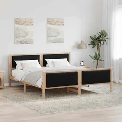 Krevetna konstrukcija s uzglavljem Crna 180 x 200 cm tkanina