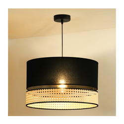 Duolla - Luster na sajli DOUBLE RATTAN 1xE27/15W/230V O 40 cm crna/bež