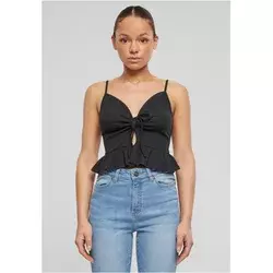Womens top Waffle Pique Ruffle black