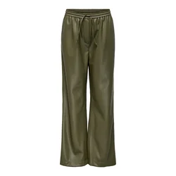 Only Ženske pantalone Jovana, Kožne, Široke nogavice, Zelene