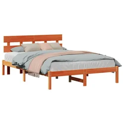 Vidaxl Konstrukcija postelje Rjava 150 x 200 cm Trden borov les