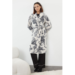 Trendyol Multi-Colored Belted Animal Pattern Fleece Winter Knitted Dressing Gown