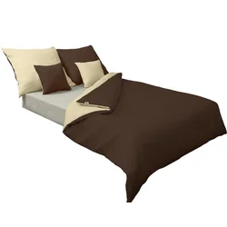 shumee Dvostranska posteljna garnitura iz satena 140x200 + 70x80 svetlo bež/rjava MATEX
