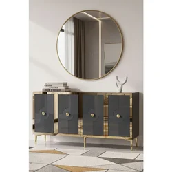 Hanah Home komoda Pega 150, 125 cm, antracit / zlatna
