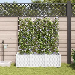 Vrtna saksija 3 pcs Bijeli 120 x 40 x 142 cm Plastika