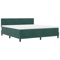 Vidaxl LED Box Spring Postelja Temno zelena 180 x 200 cm Žamet