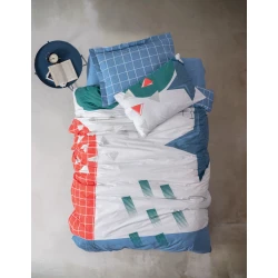 COTTON BOX Posteljina za dečiji krevet SIMPLE Junior ASTRAL, 140x200 cm, Plavo-bela