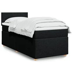 vidaXL Box spring postelja z vzmetnico črn 90x190 cm blago