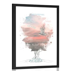 Plakat s paspartujem motivacijski citat o domišljiji - 60x90 silver
