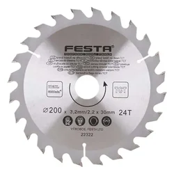 Kružna testera za drvo TCT 200mm x 3,2/2,2mm x 30mm 24T Festa