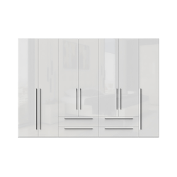 JELA Plakar P74/PN - kolekcija Piano - Kristalno bela/Kristalno Bela HG Lak - 317x224x56 cm