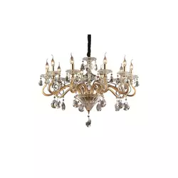 Ideal Lux - Luster na lancu NEGRESCO 10x E14/28W/230V, prečnik 85 cm, zlatna