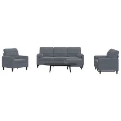 4-dijelni set sofa s jastucima tamnosivi baršunasti