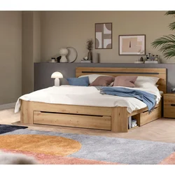 Livetastic POSTELJA 180 cm x 200 cm , leseni material siva, hrast artisan