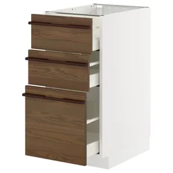 METOD / MAXIMERA Podni element s 3 fioke, bela/Stensta tamnobraon jasenov furnir, 40x60 cm