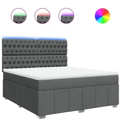 Vidaxl Box spring postelja z vzmetnico temno siva 180x200 cm blago
