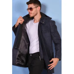 PLT8335 DEWBERRY MENS COAT-DIAGONAL BLUE-BLACK