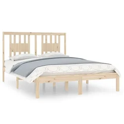 Vidaxl Posteljni okvir iz trdnega lesa 135x190 cm