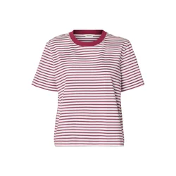 SELECTED Majica SLFEssential vinsko rdeča/bela