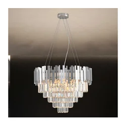 Kristalni luster na sajli PLAZA 9xE14/40W/230V, prečnik 60 cm, srebrne boje