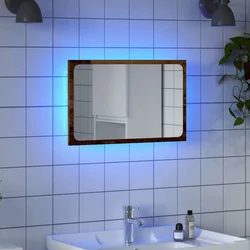 Kupaonsko ogledalo s LED svjetlom boja drva 60x8,5x38 cm