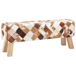 Vidaxl klop 110 x 30 x 45 cm Pravo usnje Rjav patchwork