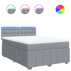 Vidaxl Box spring postelja z vzmetnico svetlo siva 140x200 cm blago