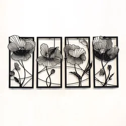 Wallxpert APT573LS Zidna dekoracija Blossom, 135x63cm, Crna