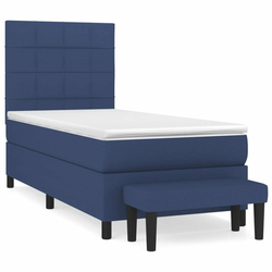 Vidaxl Box spring postelja z vzmetnico moder 90x190 cm blago